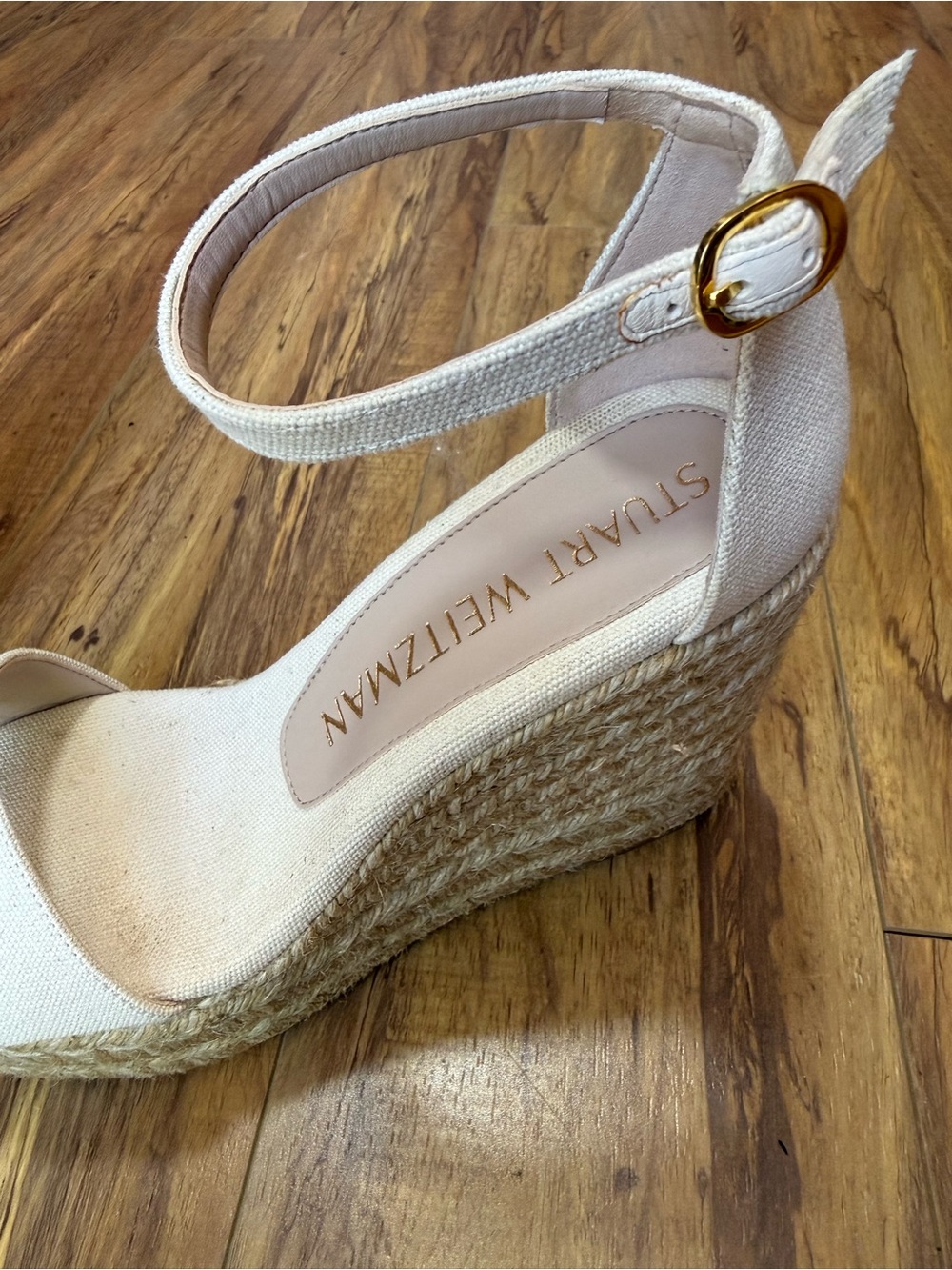 Stuart Weitzman Ivory Espadrille Ankle-Strap Wedges - Picture 4 of 7